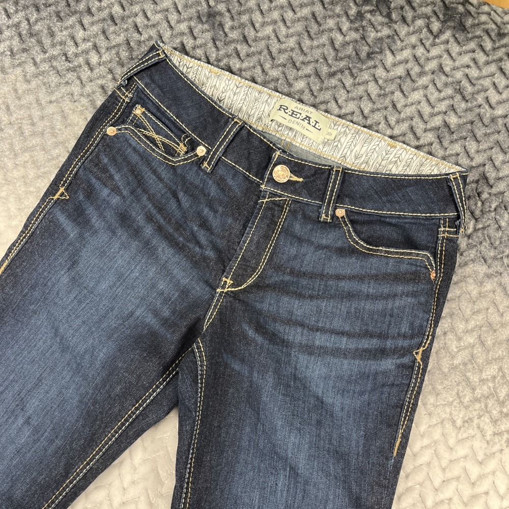 Ariat Real Denim Jeans Womens 30R Jocelyn Dark Wash Mid Rise Boot Cut 32x35" - Picture 6 of 12